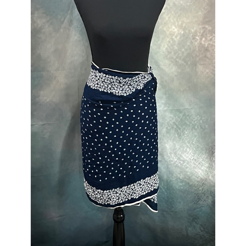 Abercrombie & Fitch Navy Blue Floral Polka Dot Scarf Sarong Wrap